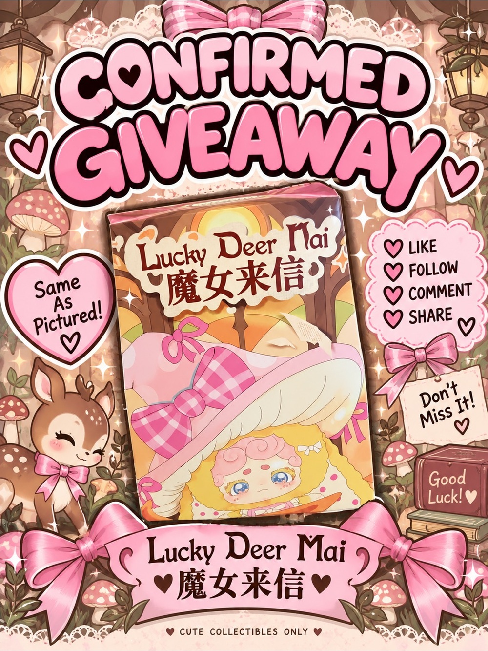 Lucky Deer Mai Pink Party Banner by